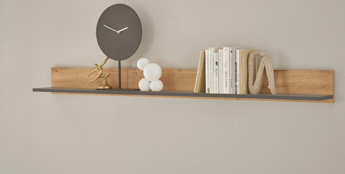 WANDBOARD Eiche Evoke, grau, Wandregal 170 cm - Naturfarben, Holzwerkstoff (170/15/17cm) - Furn.Design