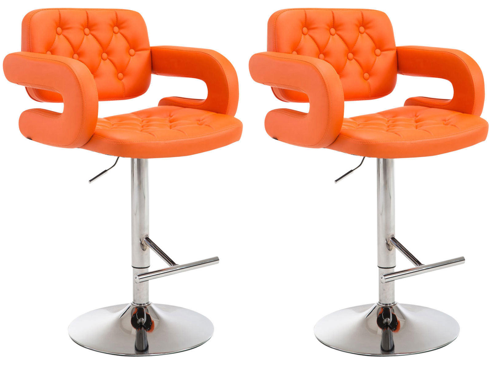 BARHOCKER 2er Set Lederlook orange - Chromfarben/Orange, Textil/Metall (62/103/55cm) - CLP