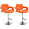 BARHOCKER 2er Set Lederlook orange - Chromfarben/Orange, Textil/Metall (62/103/55cm) - CLP