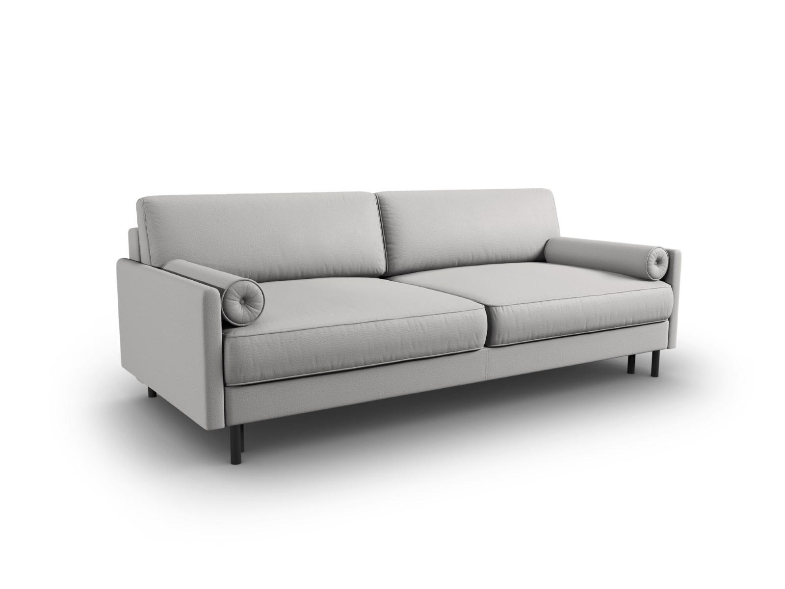 AUSKLAPPBARES-SOFA mit Bettkasten Scott aus strukturiertem Stoff hellgrau 3 Sitzplätze - Hellgrau, Textil (97/87/212cm) - Micadoni
