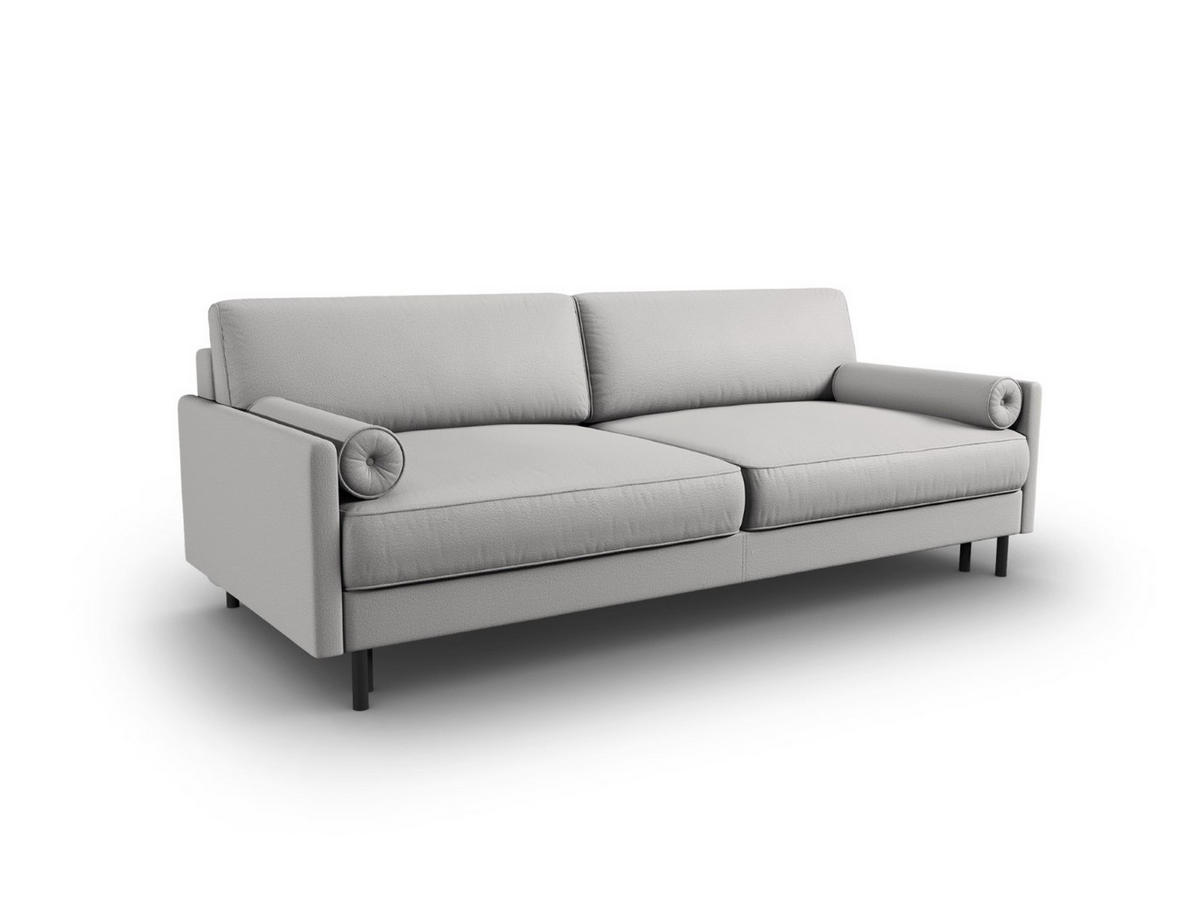 AUSKLAPPBARES-SOFA mit Bettkasten Scott aus strukturiertem Stoff hellgrau 3 Sitzplätze - Hellgrau, Textil (97/87/212cm) - Micadoni