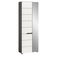 GARDEROBENSCHRANK weiß, grau 65 x 190 cm, Schuhschrank mit variabler Inneneinteilung, Soft-Close, Cooper - Schwarz/Weiß, Glas/Holzwerkstoff (65/190/37cm) - Inn.Furn