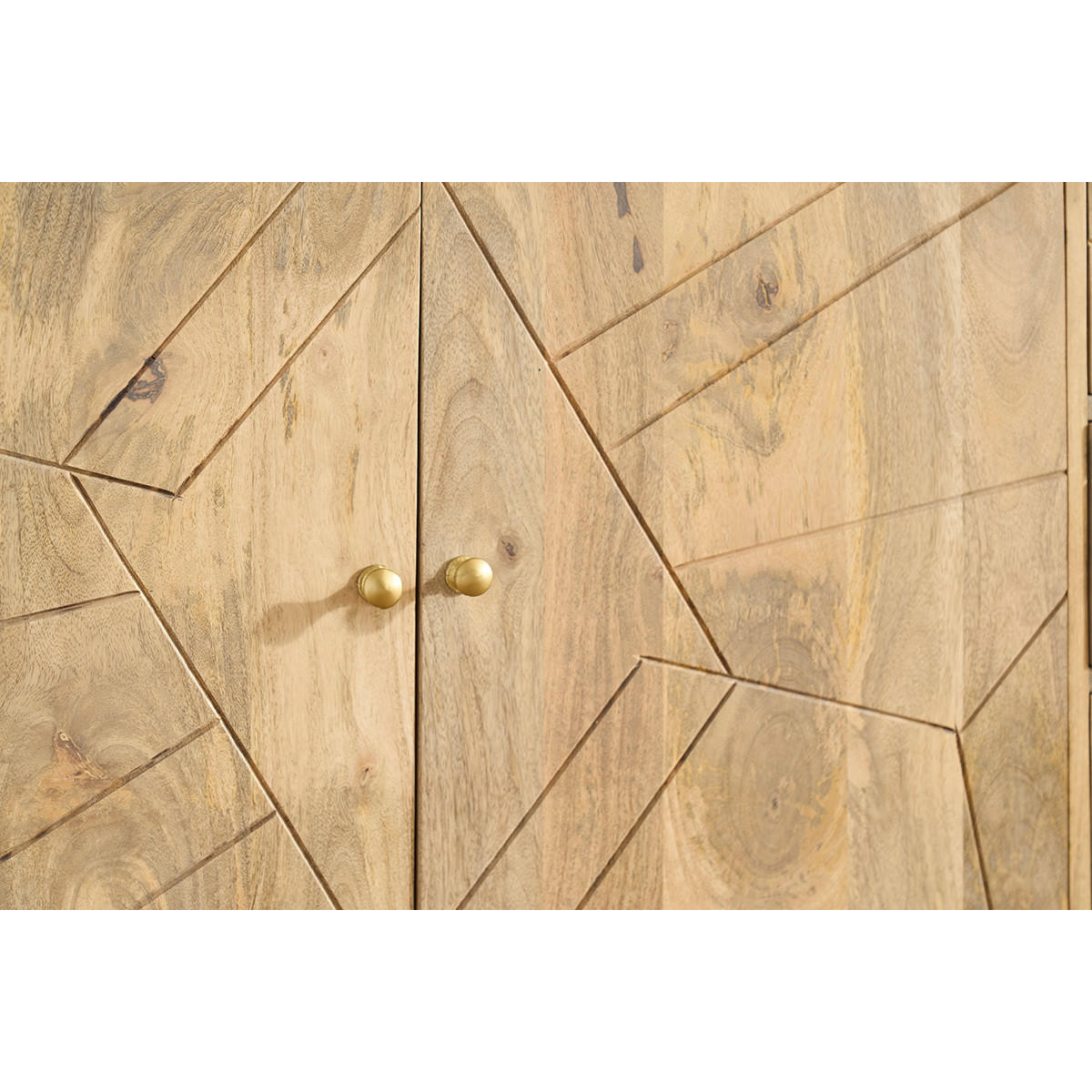 ANRICHTE Mit Kerbung Mangoholz Goldfarbenes Metall LINUM - Eukalyptusholzfarben, Holz (40/75/145cm) - Miliboo