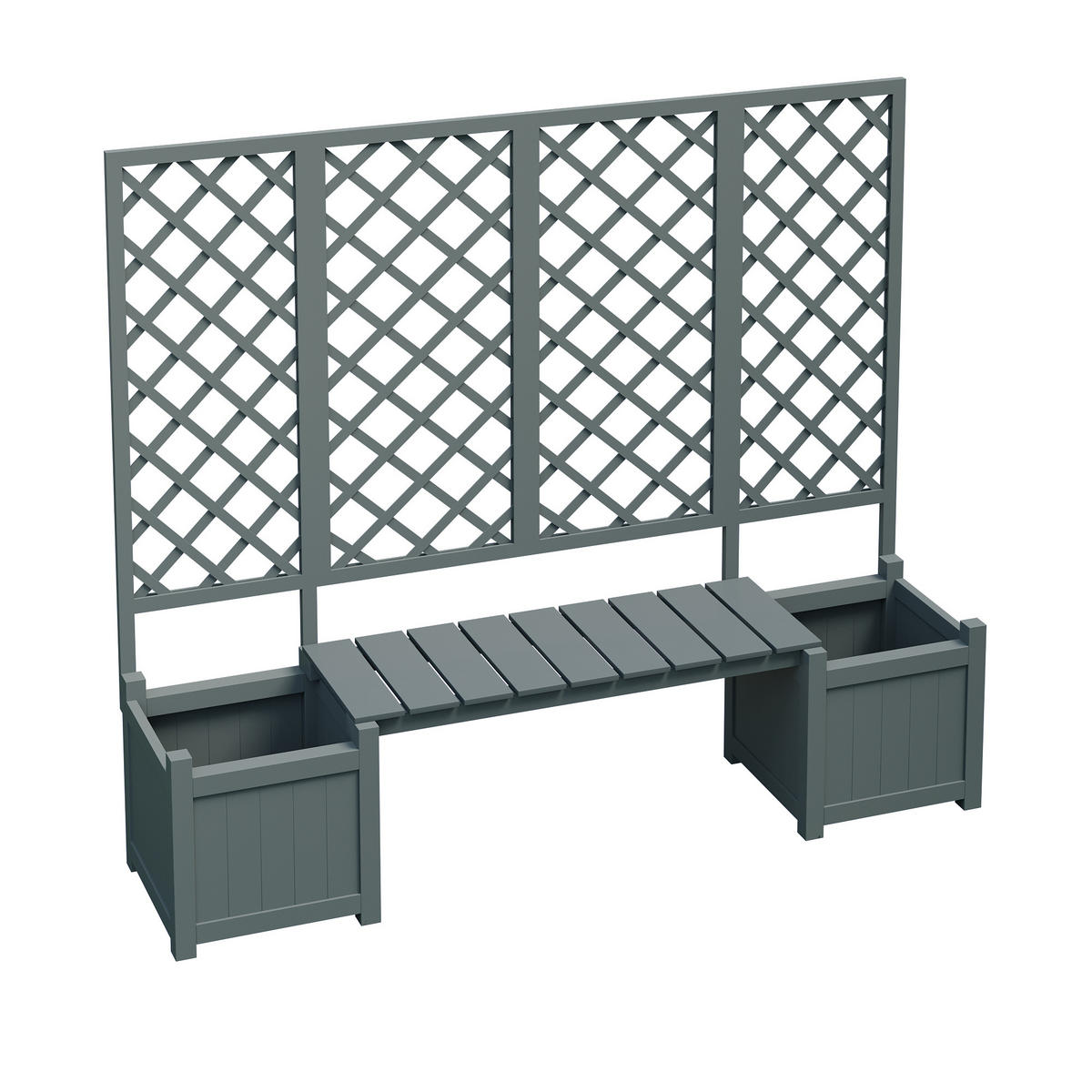 BLUMENTOPF Grau Holz mit Spalier Rankhilfe Sitz Garten - Grau, Holz (42/145/169cm) - FLIEKS