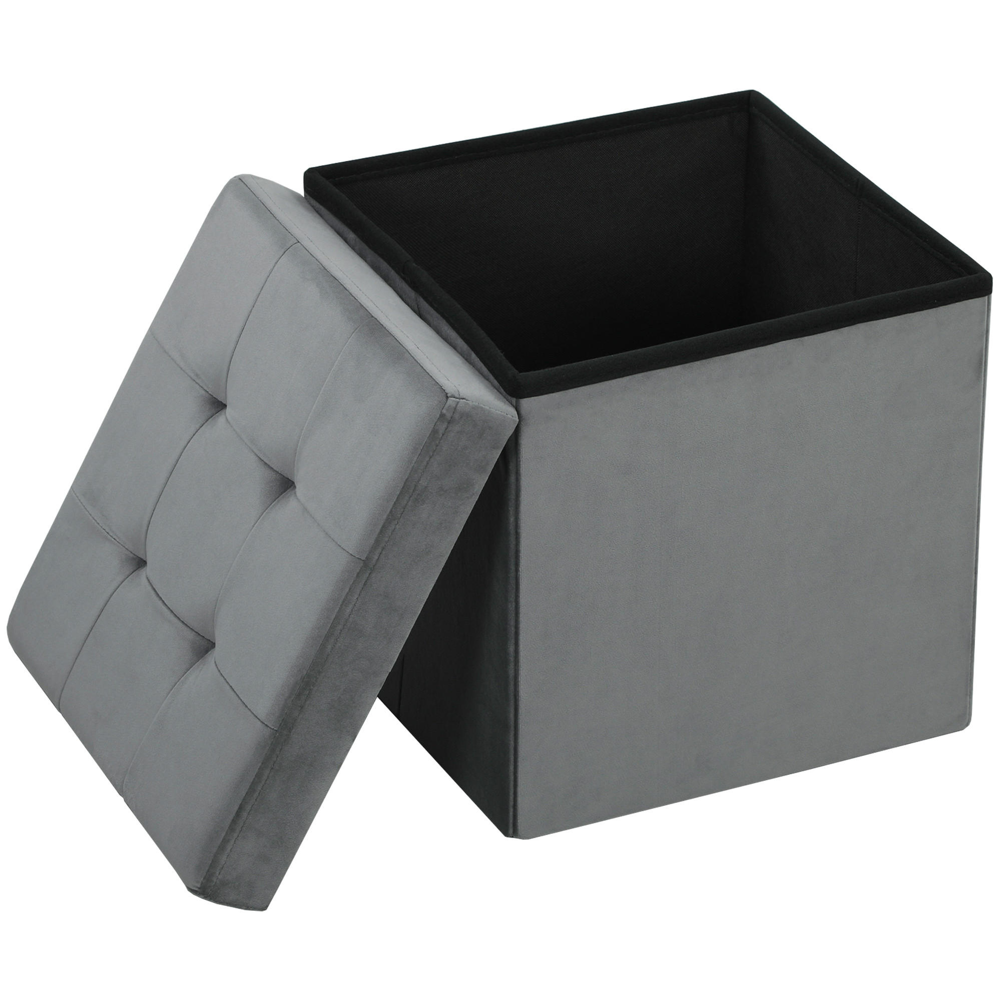 POUF DE-16422 klappbar mit Stauraum Grau - Grau, Textil (38/38/38cm) - ComfortXL