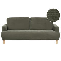 3-SITZER-SOFA Cord dunkelgrün Tuve - Hellbraun/Grün, Textil (199/85/90cm) - Beliani