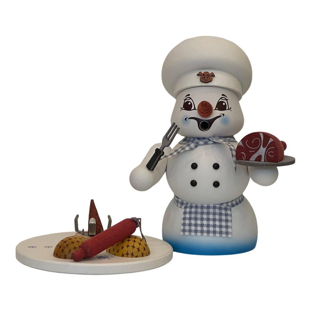 RAUCHFIGUR Schneemann Weiß Fleischer 19 cm - Multicolor, Holz (15/19/0.1cm)