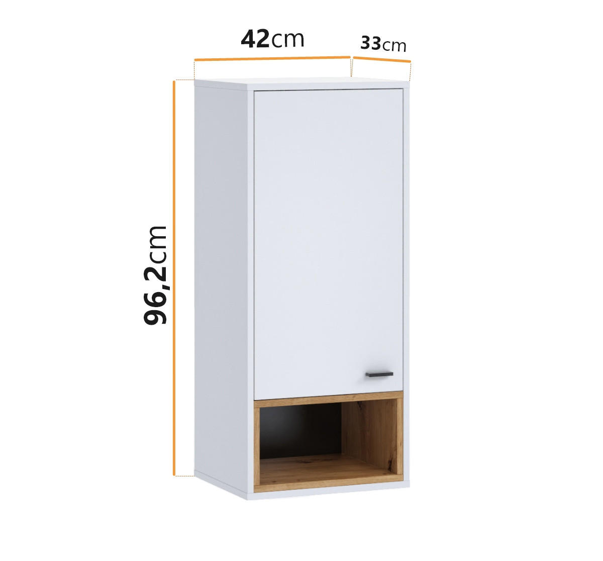 HÄNGESCHRANK Randy mit Tür Weiß - Schwarz/Weiß, Holzwerkstoff/Kunststoff (42/96/33cm) - Ravio