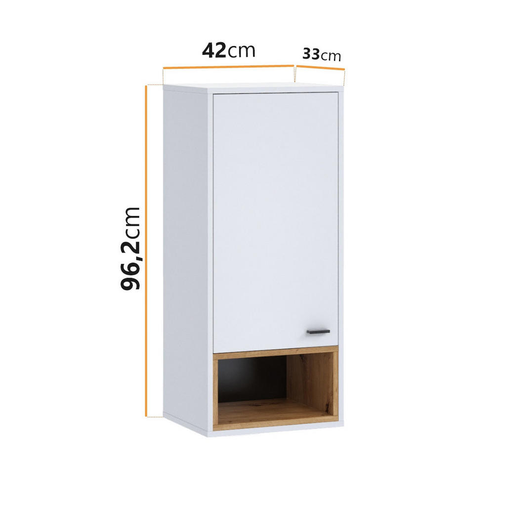 Thumbnail - Ravio Hängeschrank, Schwarz, Eiche Artisan, Weiß, Kunststoff, Rechteckig,Rechteckig, 42x96x33 cm, Wohnzimmer, Wohnwände,...