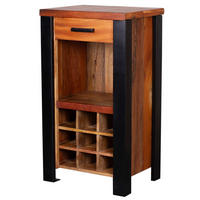 WEINKOMMODE Venosa Oldwood - 56 cm - Mangoholz - Schwarz/Braun, Holz/Metall (56/102/45cm) - bene living