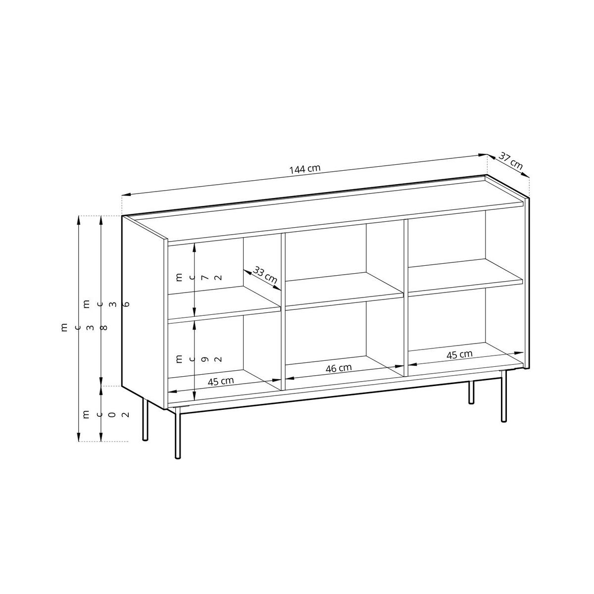 KOMMODE: Korpus und Front: Kaschmir, Linea-Eiche TOP 144 x 83 x 37 cm - Kaschmir, Holzwerkstoff (144/83/37cm) - 3XE LIVING