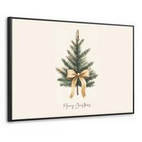 LEINWAND Bilder mit Rahmen - Weihnachtsbaum - Weihnachten - Frohe Weihnachten - Beige - 120x80 - Sandfarben, Textil (120/80cm) - MuchoWow