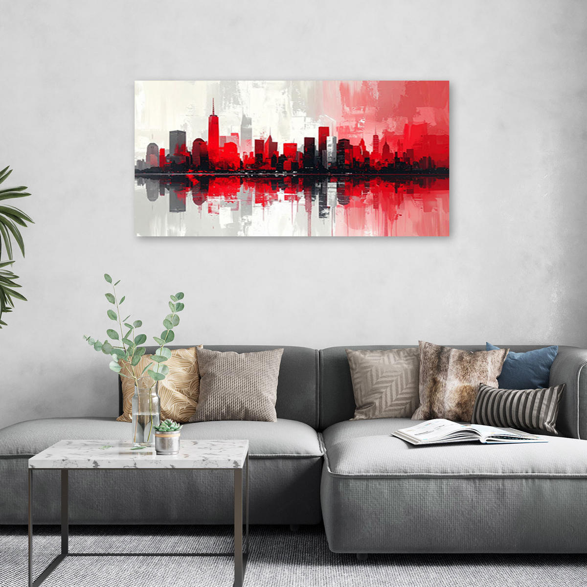 LEINWANDBILD Städte & Architektur 100x50cm - Rot, Textil (100/50cm) - Feeby