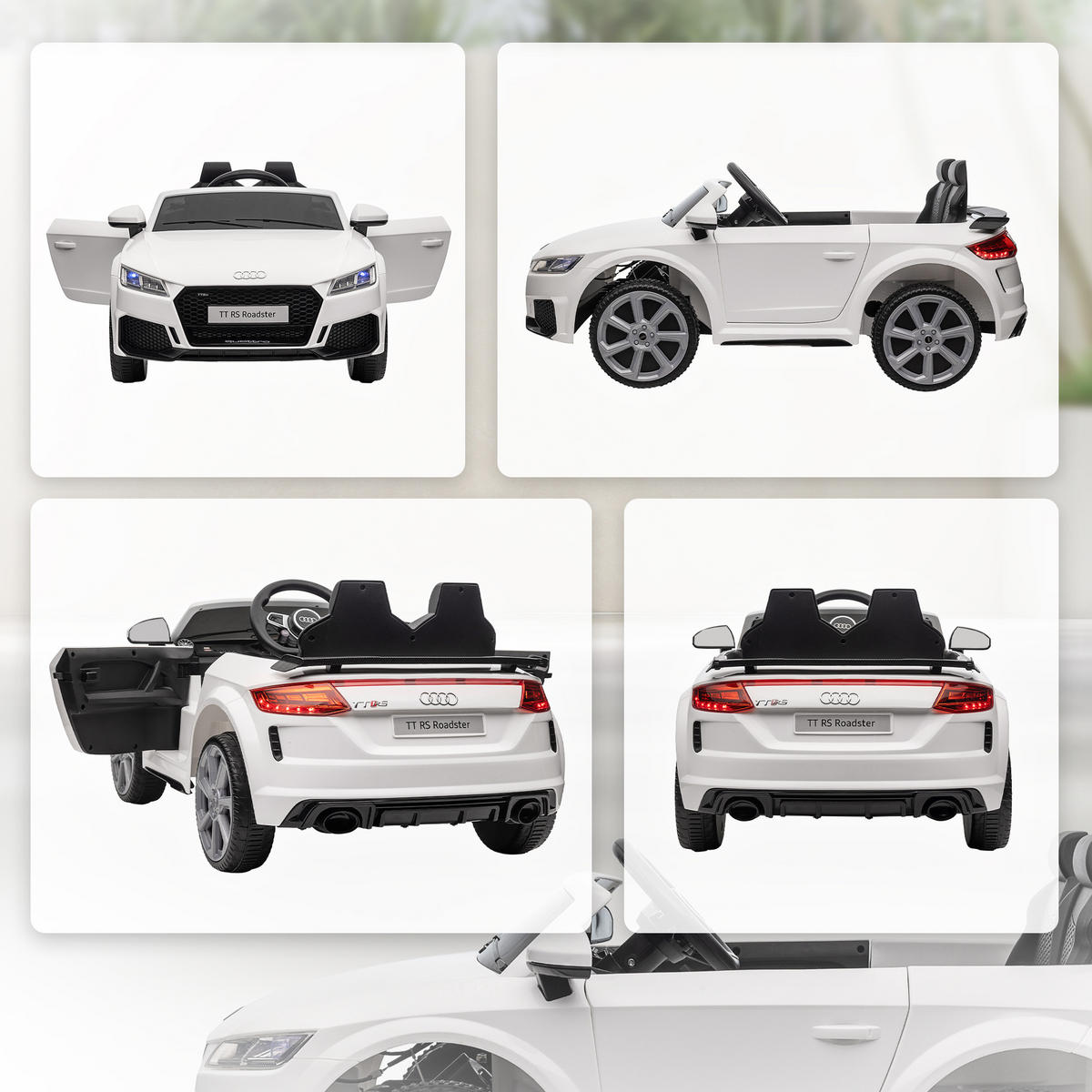 KINDER Elektroauto 12V Kinderauto mit 2,4G Fernbedienung, Musik, Weiß - Weiß, Metall (102/60/44cm) - HOMCOM