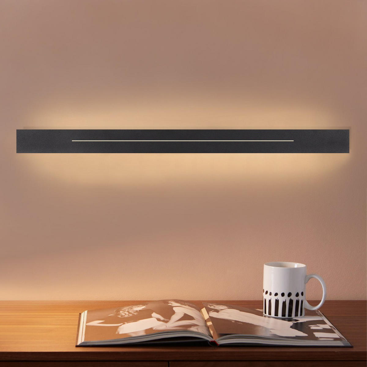 LED-WANDLEUCHTE Luminaire 60/5/4 cm - Schwarz, Metall (5/4/60cm) - ZMH