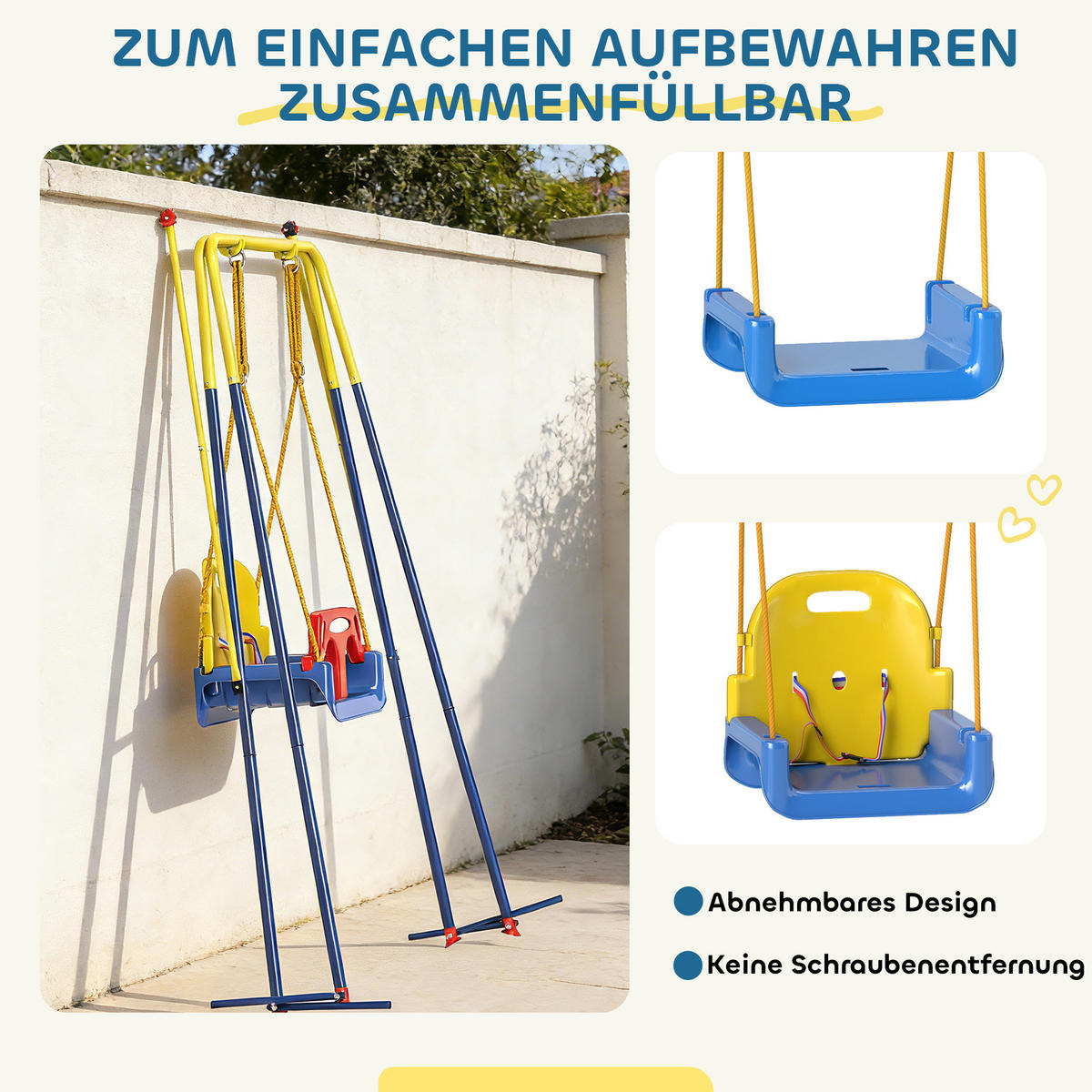 BABYSCHAUKEL Stahl Kunststoff Blau - Blau, Kunststoff (155/128cm) - AIYAPLAY