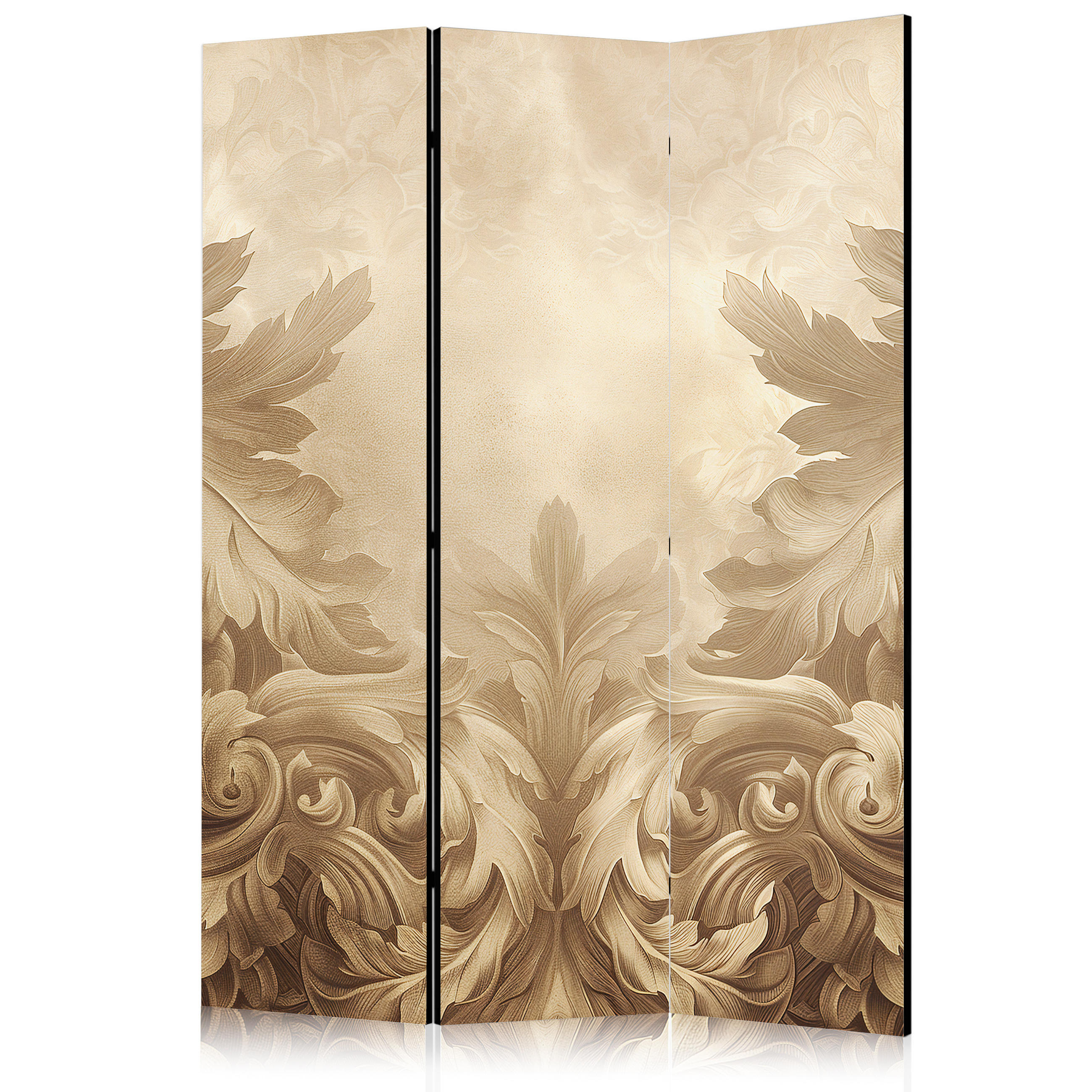PARAVENT Beidseitig Bedruckter 3-tlg 135x172 cm Barocke Ornamente - Beige, Holz/Textil (135/172/3cm) - Muralo