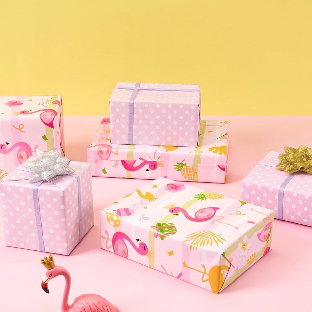 GESCHENKPAPIERROLLE Flamingo 43 cm x 10 m - Rosa, Papier (43/0.1/1000cm)