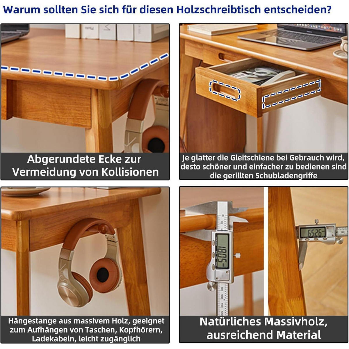 SCHREIBTISCH mit Schublade und Hängestange 100 x 50 x 75 cm Kirschholzfarbe - Braun, Holz (100/50/75cm)