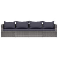 LOUNGESOFA mit Dunkelgrau Kissen, 4-Sitzer, 280/72/63 cm, aus Poly Rattan, Grau - Grau, Kunststoff/Textil (72/63/72cm) - vidaXL