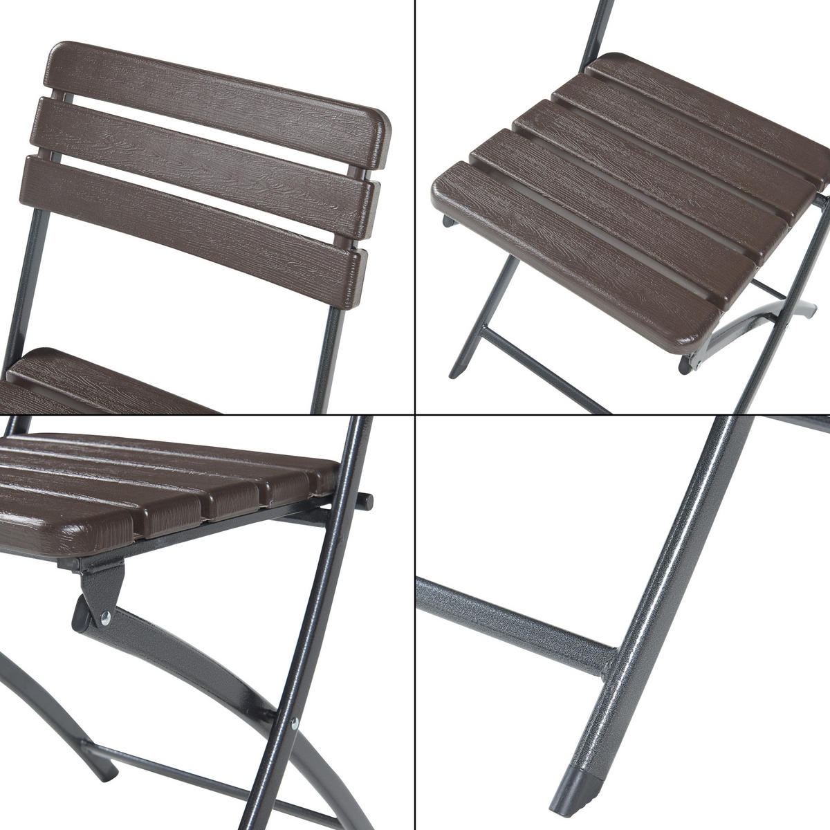 KLAPPSTUHL-SET 2 TLG. Lillestrøm - Dunkelbraun, Kunststoff/Metall (46/81/58cm) - [en.casa]