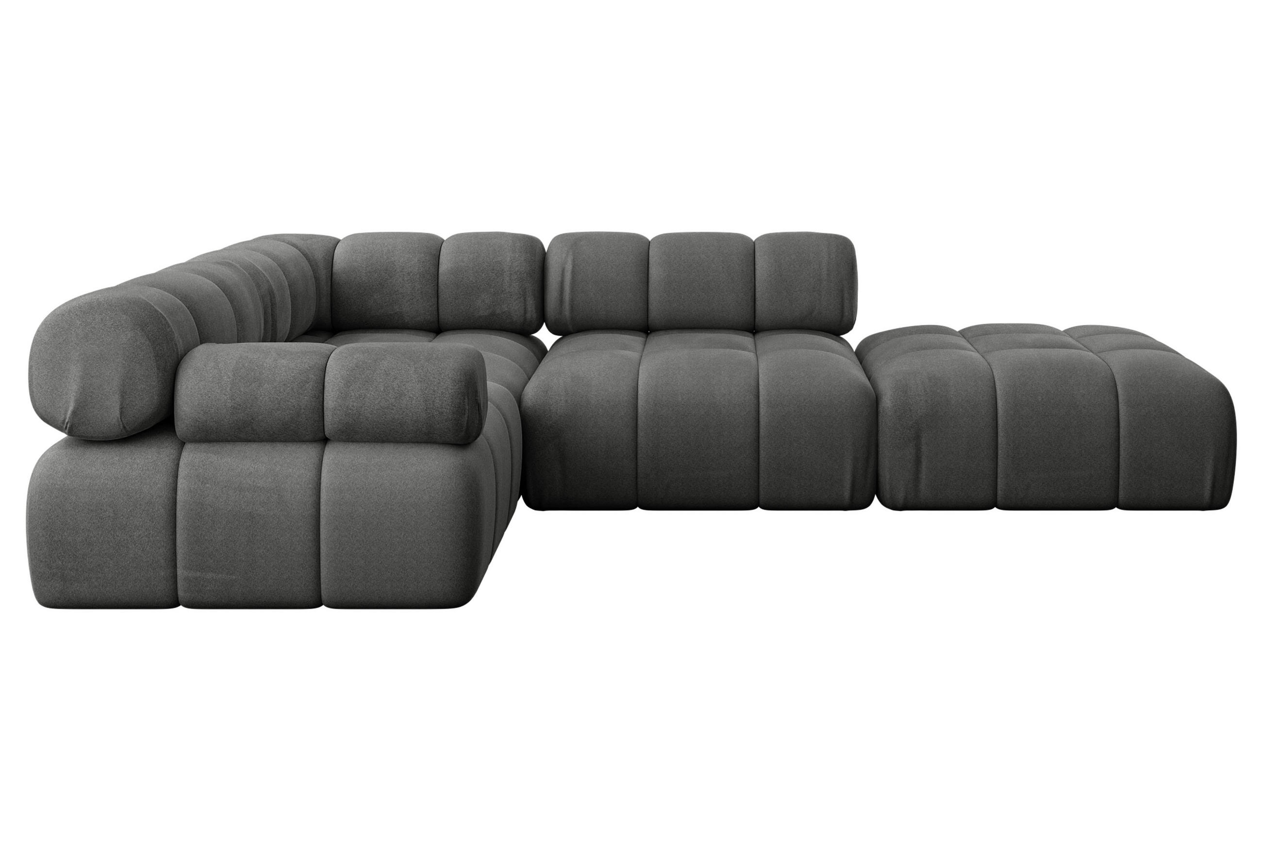 ECKSOFA modulares Sofa Felto-L1 - 285x190x70 cm Dunkelgrau Velours - Dunkelgrau, Holzwerkstoff/Textil (285/190cm) - ALTDECOR