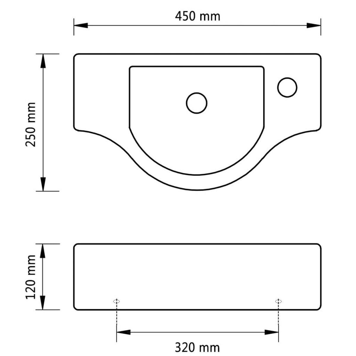 WASCHBECKEN Kroeger 45/25/12 cm - Weiß, Keramik (45/12/25cm) - Nettlife