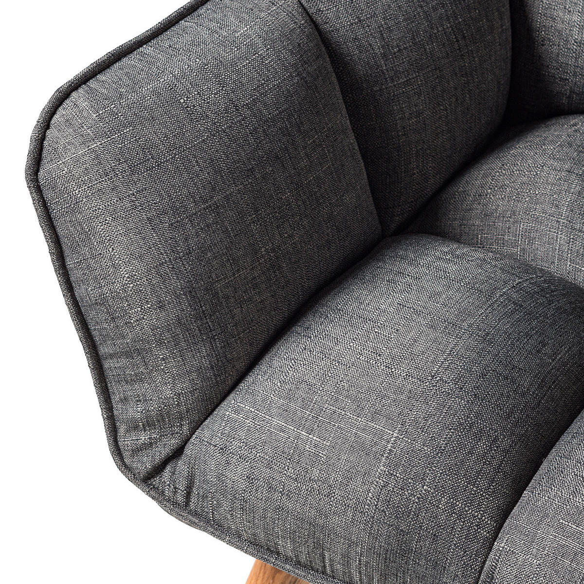 ARMLEHNENSTUHL - Webstoff / Eiche massiv - Grau, Textil (65/80/65cm) - home24