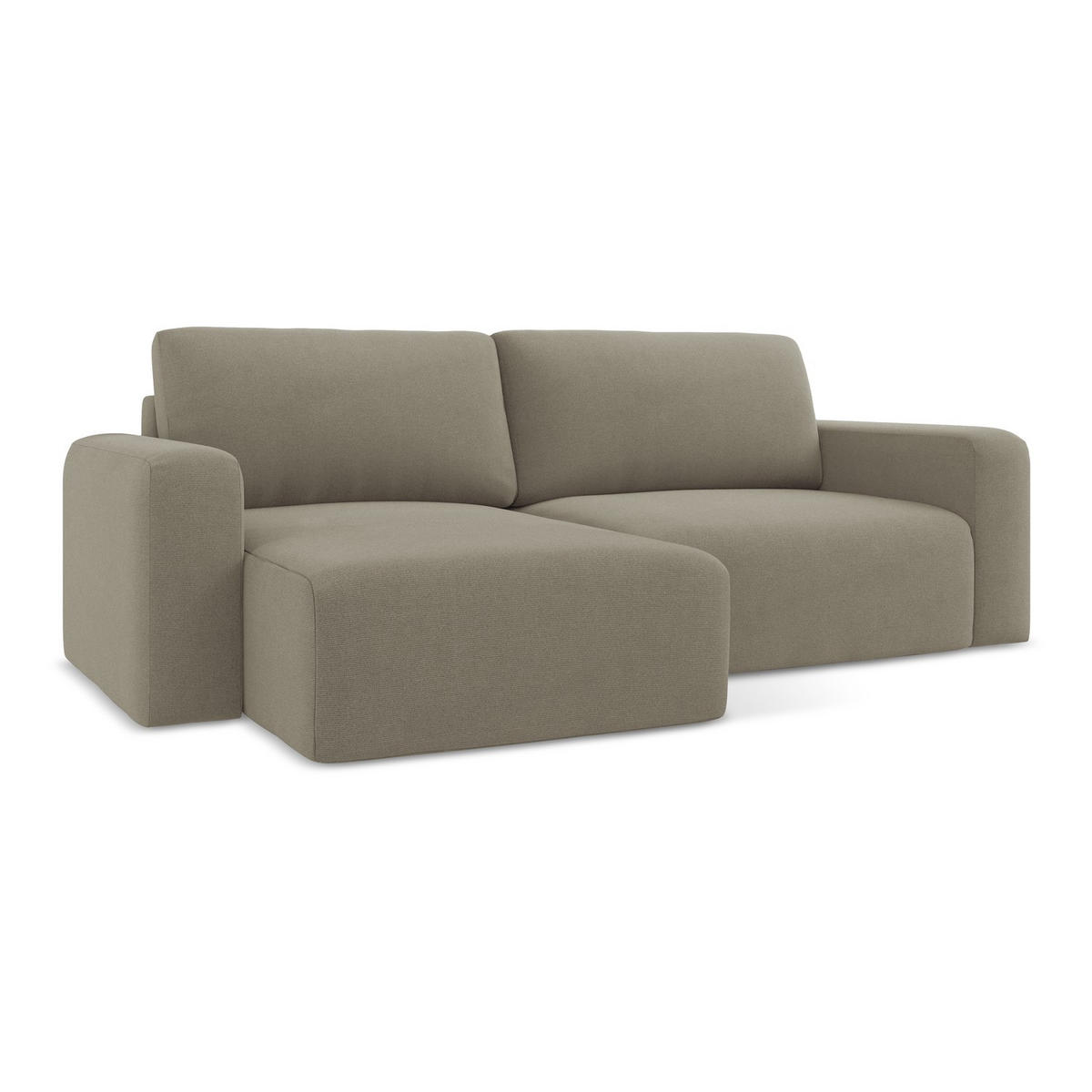 ECKSOFA mit Schlaffunktion links Strukturstoff Stoff Beige - Beige/Schwarz, Kunststoff/Textil (149/244cm) - LaMiaSofa