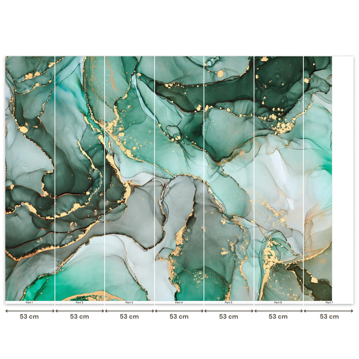 TAPETE - Gold - Marmor - Grün - Luxus - Marmoroptik - Grau - 300x220 cm - Grün, Papier (300/220cm) - OnlyWow