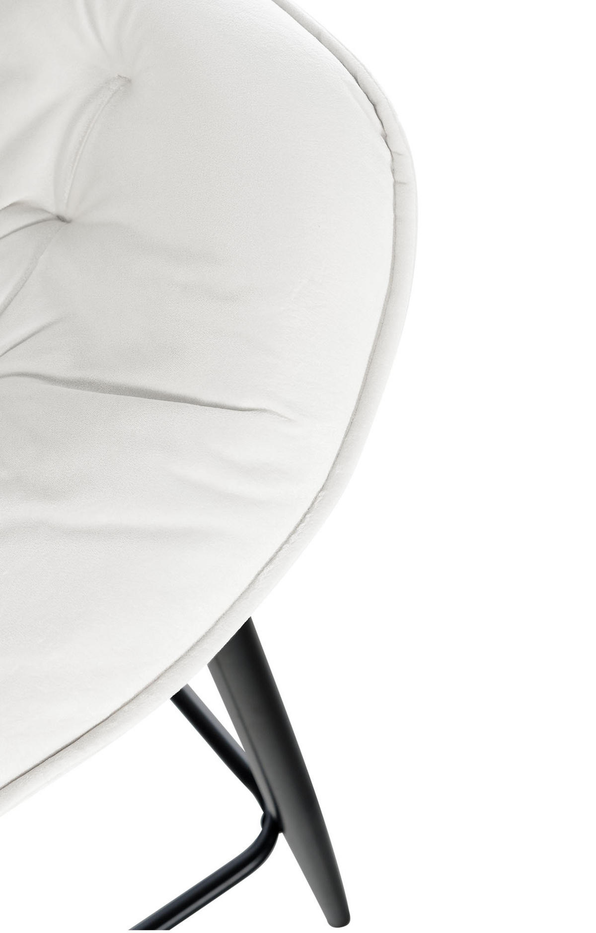 BARHOCKER 2er Set Samt cremeweiß - Schwarz/Weiß, Textil/Metall (54/103/57.5cm) - CLP