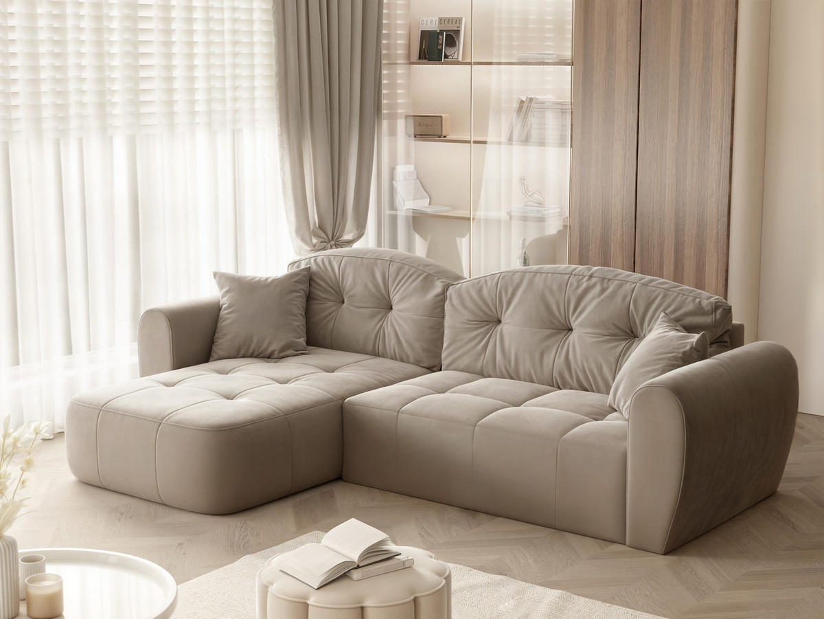 ECKSOFA RAVEN mit Schlaffunktion und Bettkasten Grau-Beige - Greige, Holzwerkstoff/Kunststoff (250/160cm) - Idohome