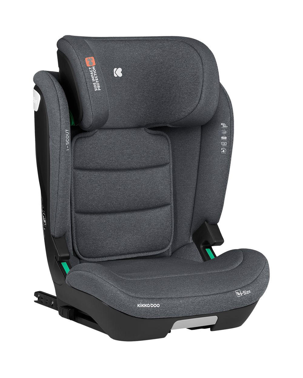 KINDERSITZ i-Scout i-Size grau (100 - 150 cm) Kopfstütze verstellbar Isofix - Grau, Kunststoff (43/63/44cm) - Kikka boo