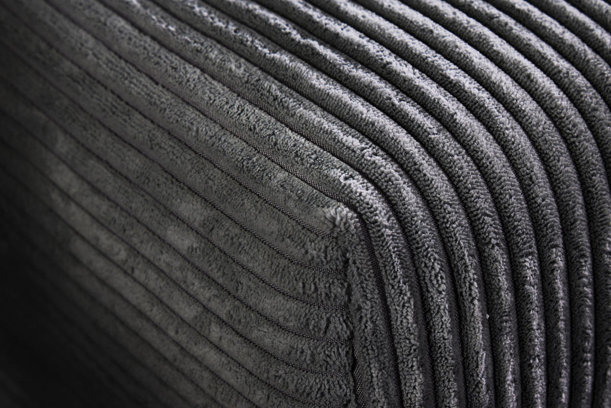 ECKSOFA KENT Cord Anthrazit 220 cm - Dunkelgrau/Schwarz, Kunststoff/Textil (220/190cm) - riess-ambiente