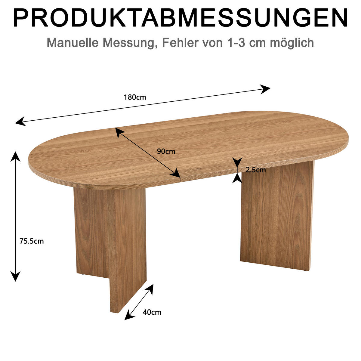 ESSTISCH 180/90/75,5 cm walnuss aus Holzwerkstoff für 4–6 Personen - Walnussfarben, Holzwerkstoff (180/90/75.5cm) - OKWISH