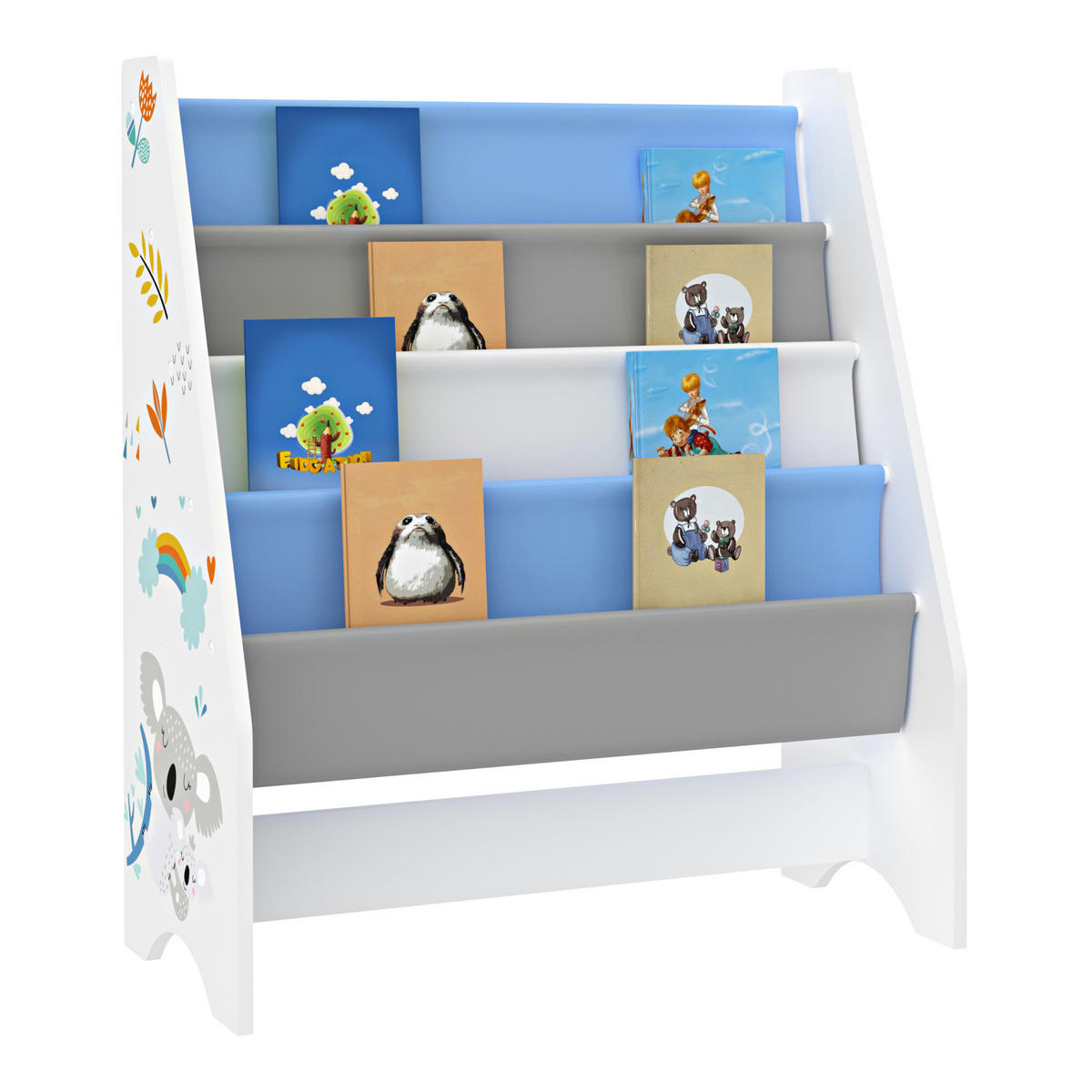 KINDERREGAL Fisterra - Blau/Weiß, Holzwerkstoff/Textil (62/74/29cm) - [en.casa]