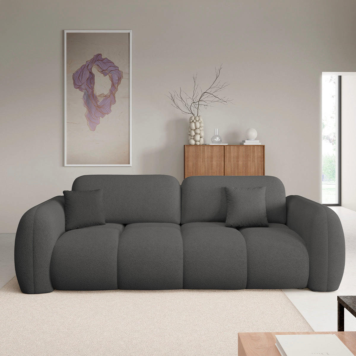 SOFA Livio 3 Sitzplätze Dunkelgrau - Dunkelgrau, Holz (270/95/121cm) - Petits-meubles