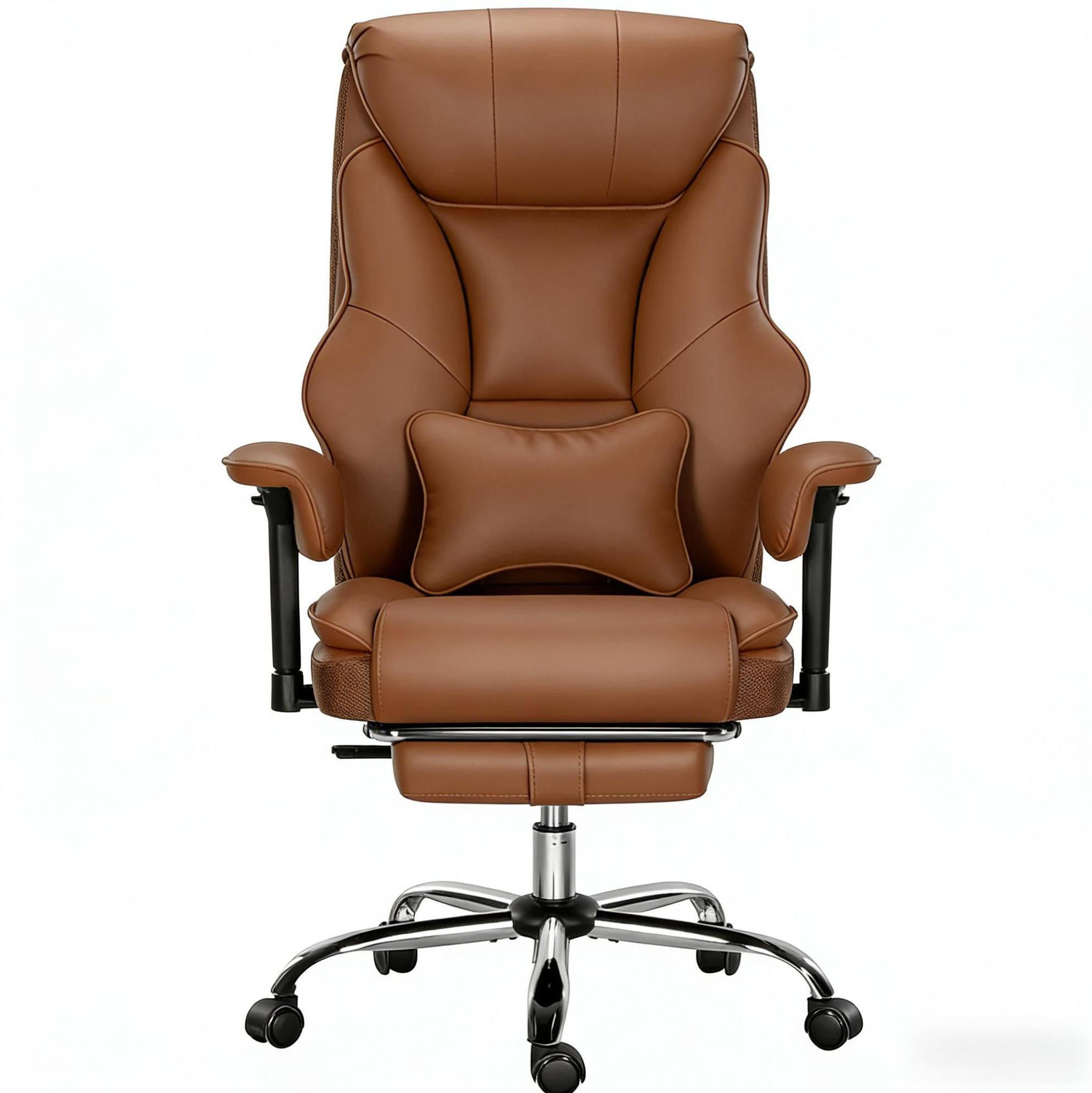DREHSTUHL 77/71/118-125,5 cm braun aus PU, Metall und Schaumstoff mit 3-fach Neigung - Braun, Kunststoff (35.5/125.5/77cm) - OKWISH