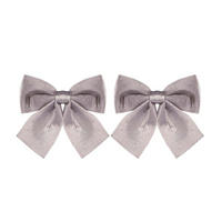 WEIHNACHTSSCHLEIFEN 2er-Set Schleife silber glänzend 13 × 13 cm - Silberfarben, Kunststoff (13cm) - LAALU