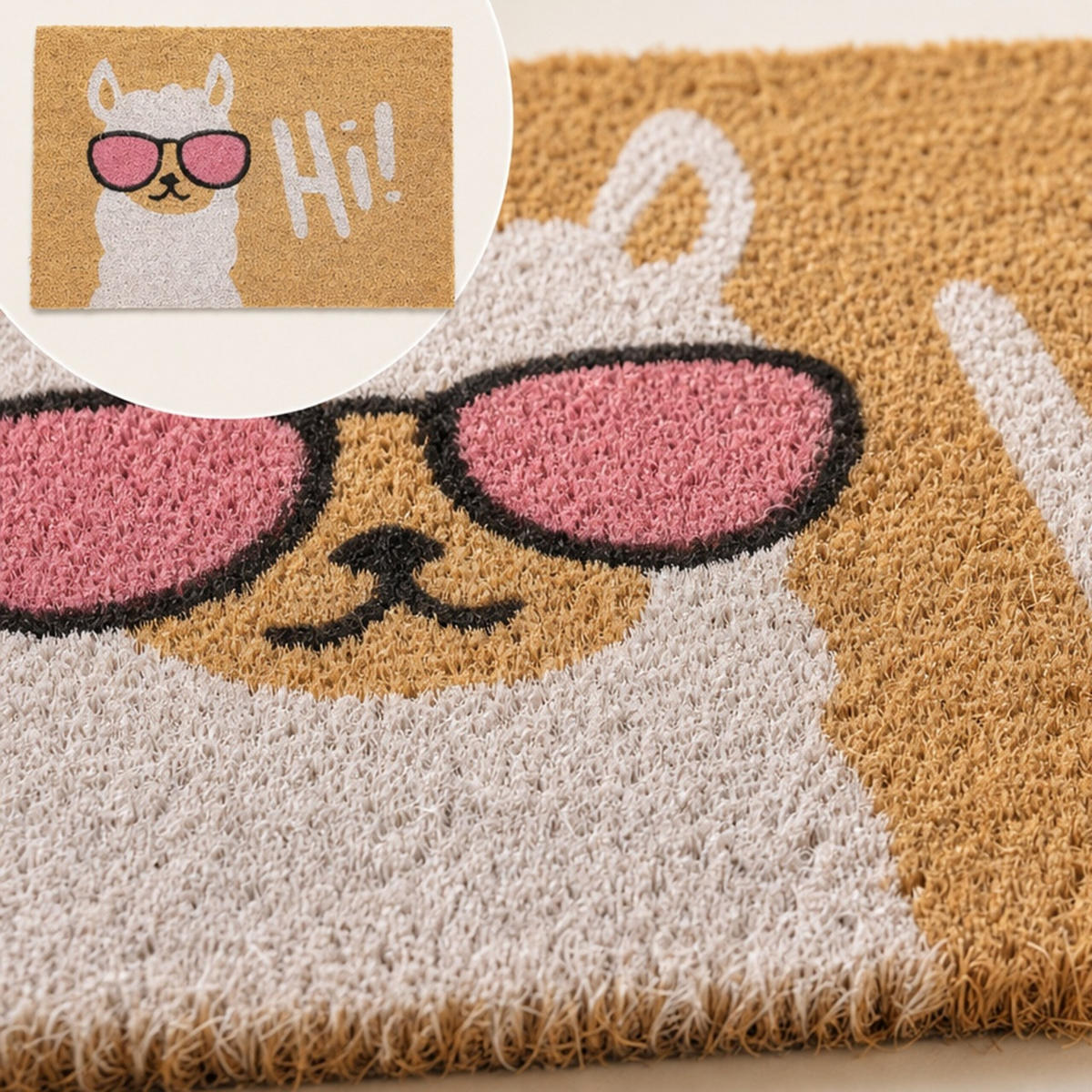 FUSSMATTE Mehrfarbig Kokos Lama 60x40 cm - Multicolor, Kunststoff/Textil (60/40cm) - Relaxdays