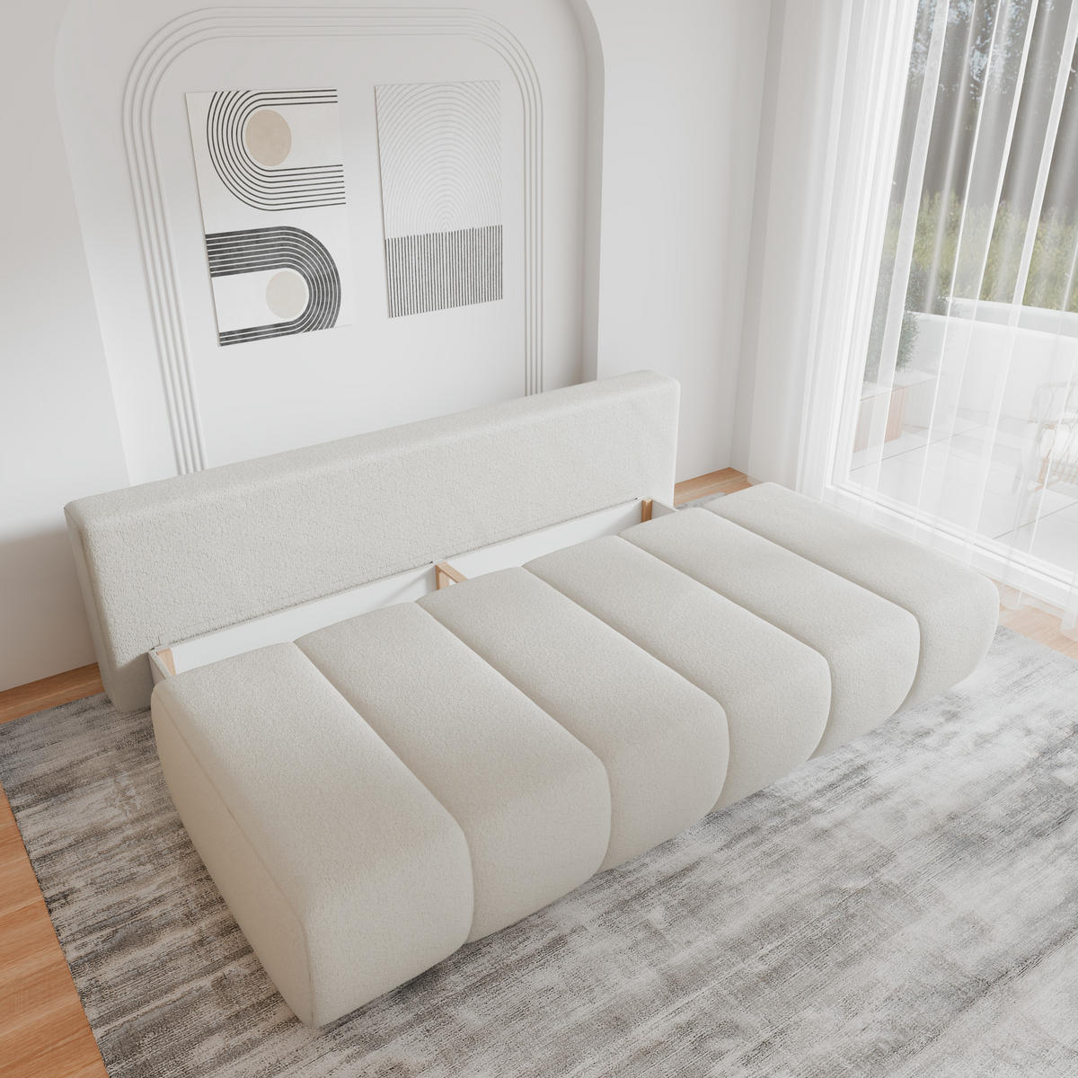 SCHLAFSOFA - Fluffy - Weiß (Anthology 1) - Weiß, Holz (210/88/104cm) - Möblo