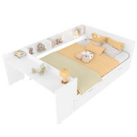 KINDERBETT 140/200 cm Weiß mit Schreibtisch, Regalen und Rollbett - Weiß, Holz (140/200cm) - Flora Grace