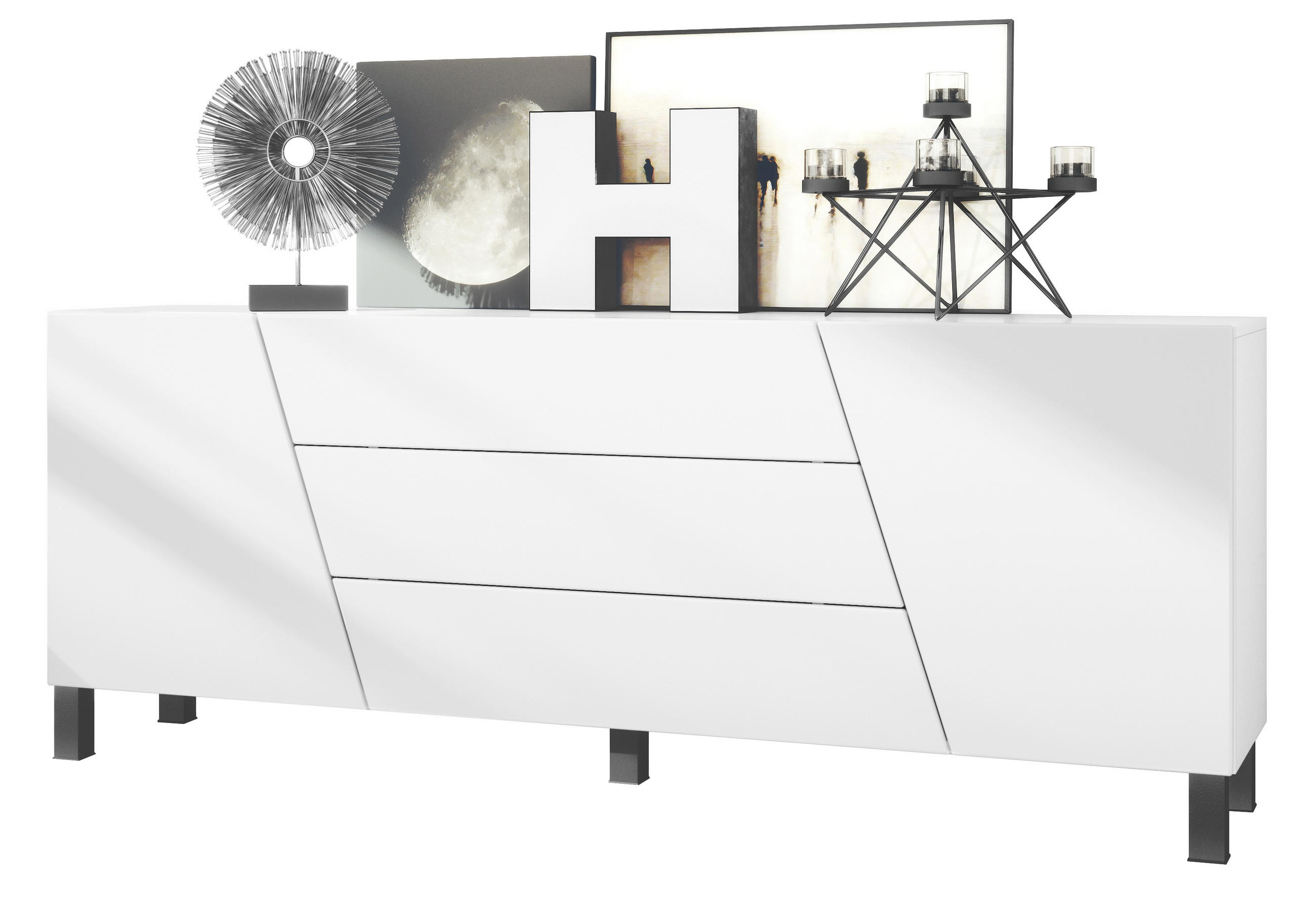 Vladon Sideboard Weiß 178x69.5x38.5 cm