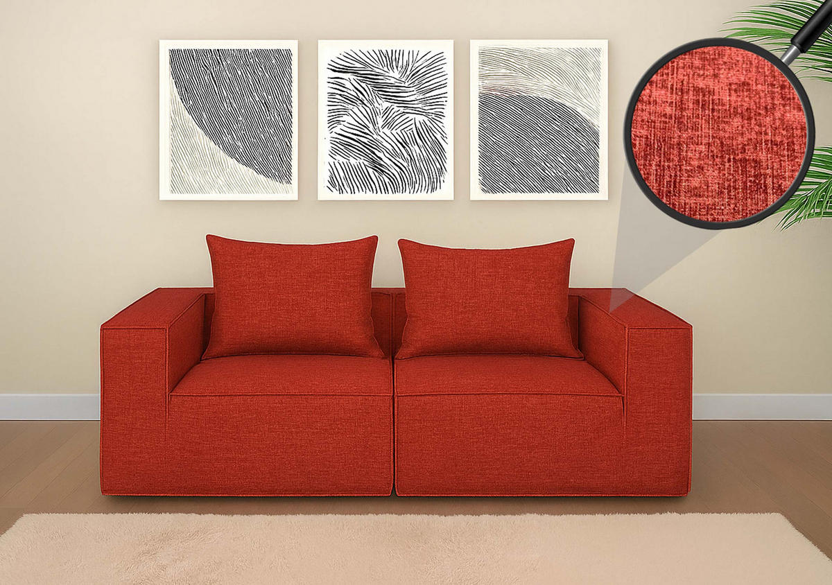 2-SEDEŽNA ZOFANJA Orange - oranžna, tekstil (194/63/97cm) - MCW