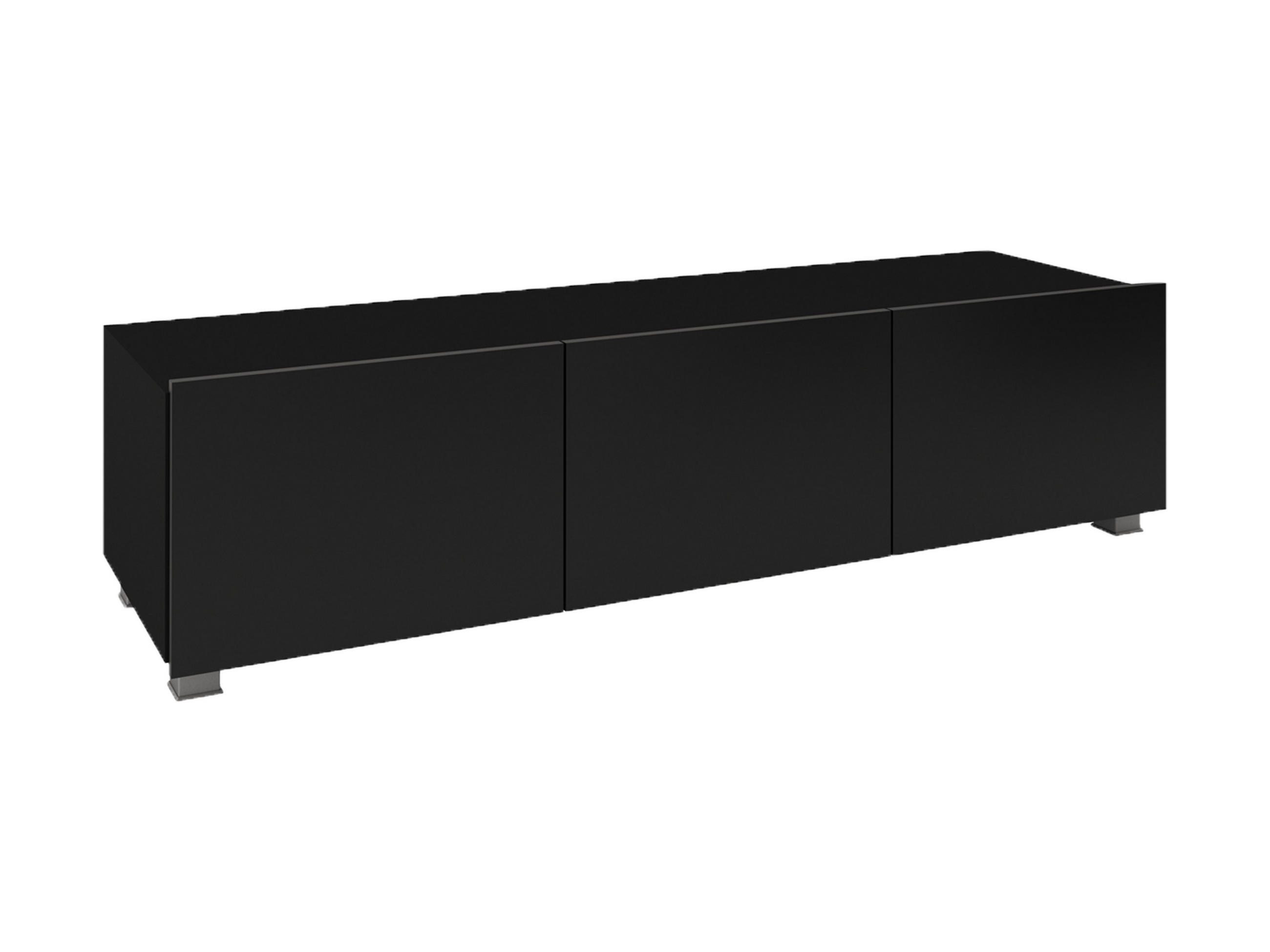 RTV-SCHRANK Bird Schwarz, dreitüriger TV-tisch - Silberfarben/Schwarz, Holzwerkstoff (150/37/43cm) - Bettso
