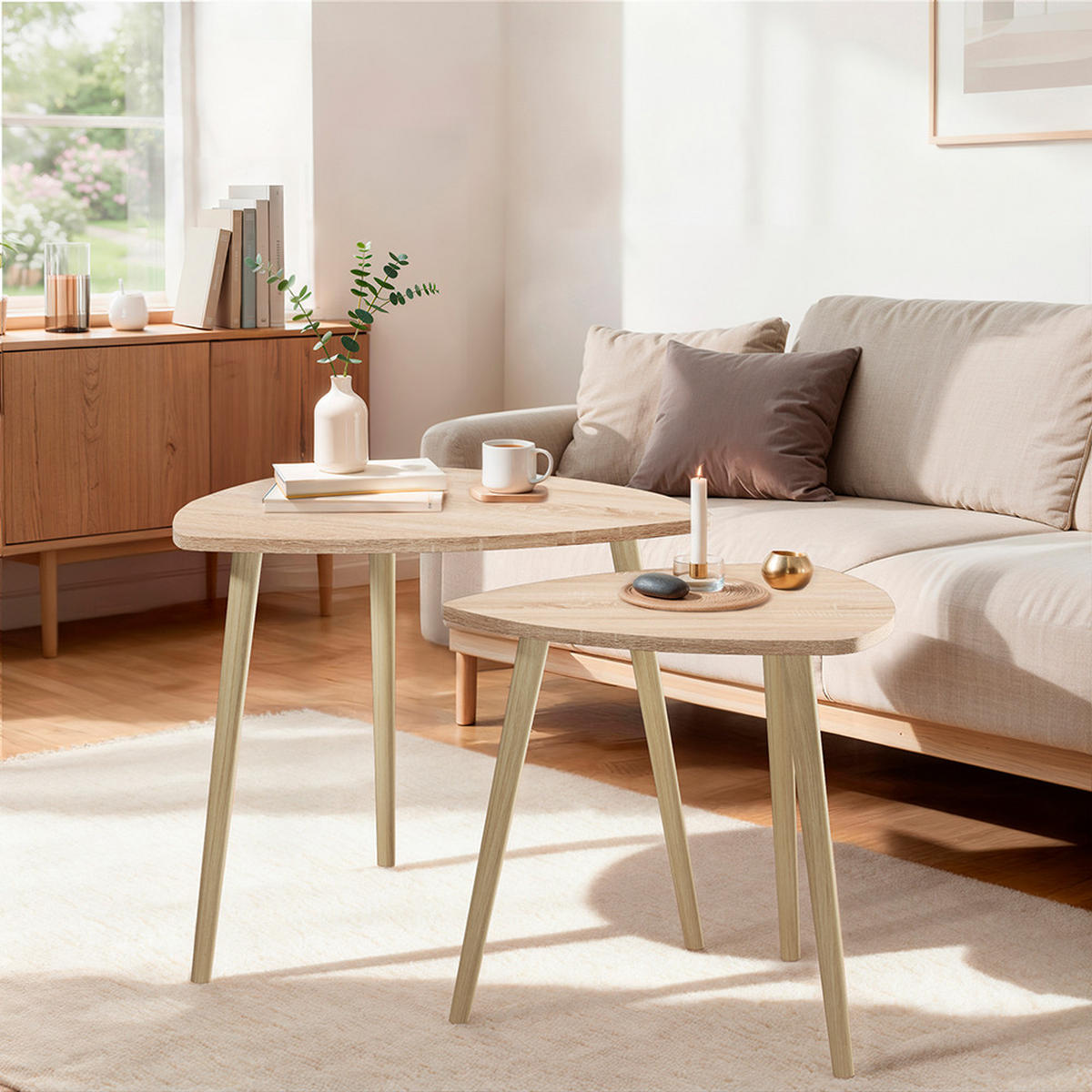 COUCHTISCH Twino Sonoma 60 x 50 cm 2er Set - Sonoma Eiche, Holzwerkstoff (60/60/50cm) - Vicco