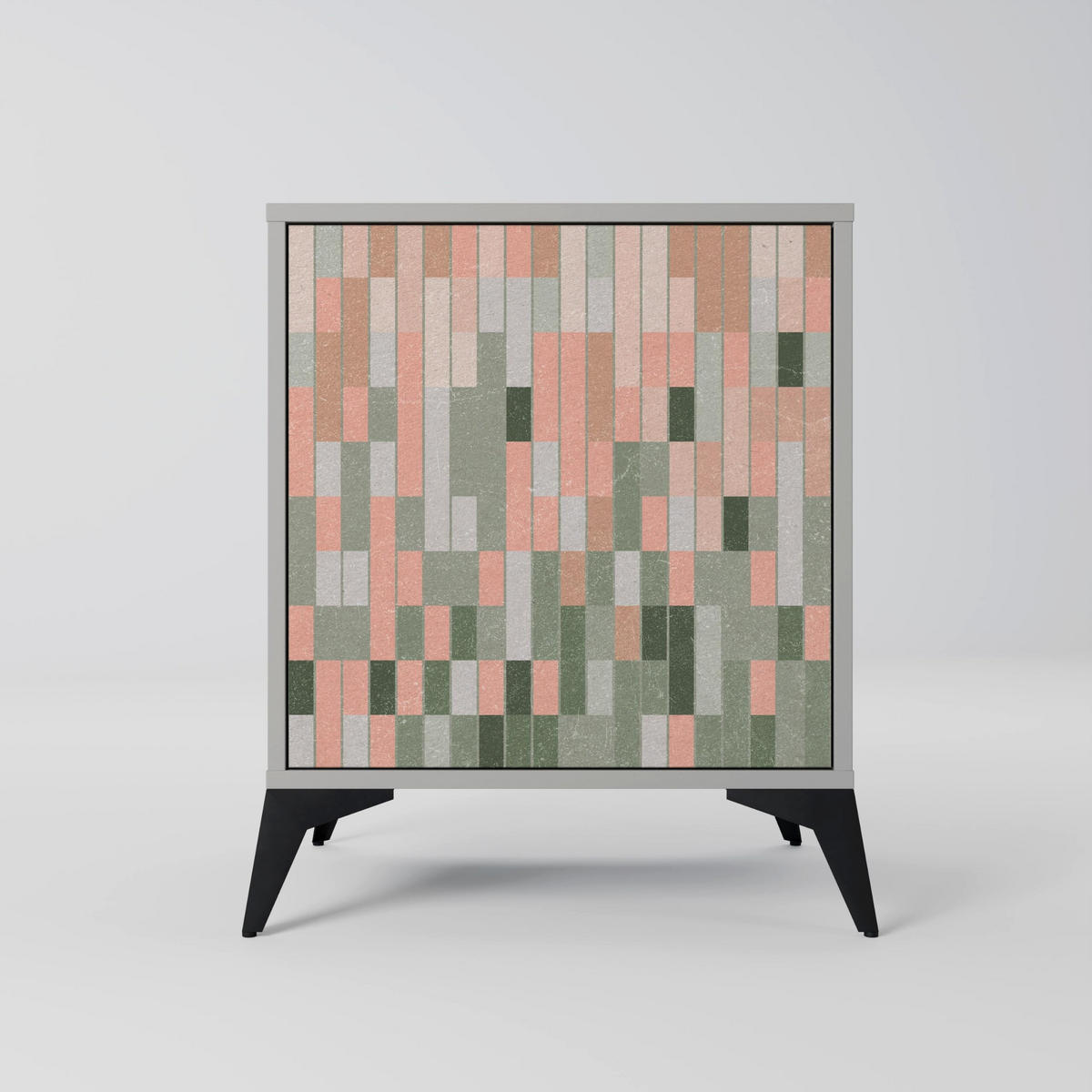 SIDEBOARD BUILDING THE FUTURE, Grau, 57,5x42x67,5 cm, Schwarze Metall-Rahmenfüße - Multicolor/Schwarz, Holzwerkstoff/Metall (57.5/67.5/42cm) - SpaceRebels