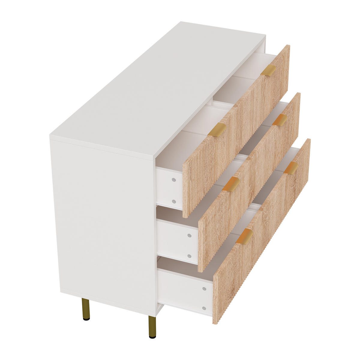 KOMODA 100 cm so zásuvkami, imitácia dreva, príborník, spálňa, biela - biela, drevo (110/73/34cm)