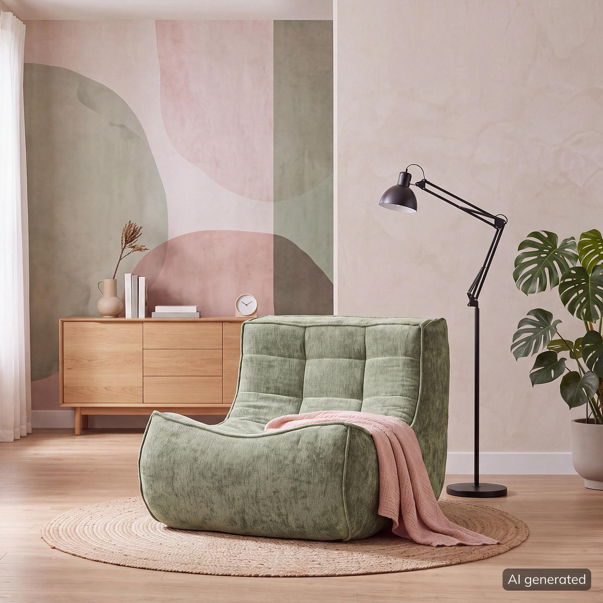 SESSEL - Bouclé - Grün, Textil (87/70/102cm) - home24