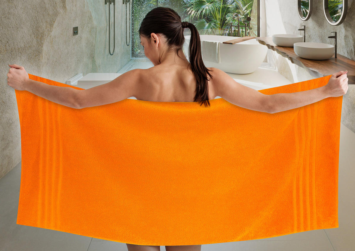 DUSCHTUCH London Clementinen Orange 2er Set 70x140 - Orange, Textil (70/140cm) - Lashuma